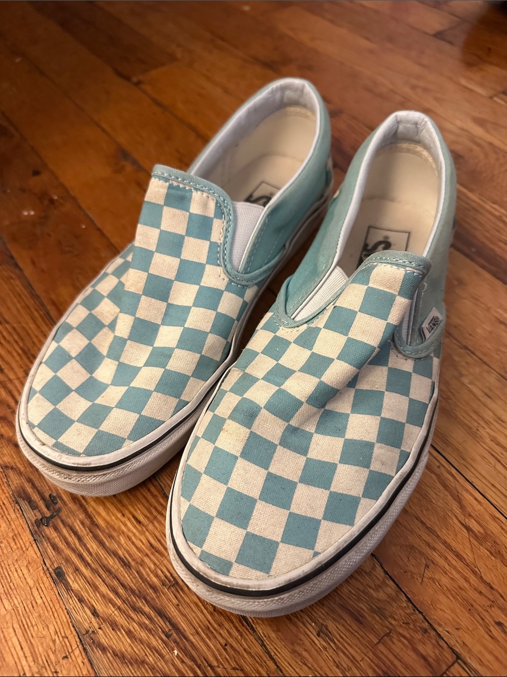 Vans Checkerboard Slip-On in Mint and White
